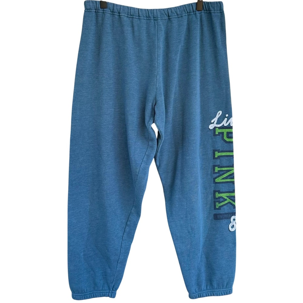 VS PINK Vintage Y2K 2007 My Favorite Sweats Blue Sweatpants Joggers Size Small